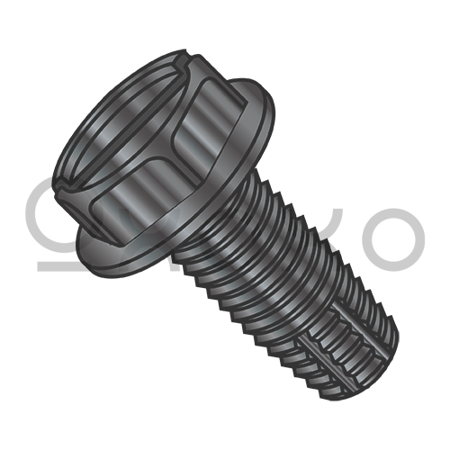 6-32X3/8  Slotted Hex Washer Thread Cutting Screw Type F Fully Threaded Black Oxide