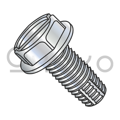 4-40X1/4  Slotted Indented Hex Washer Thread Cutting Screw Type F Fully Threaded Zinc Bake