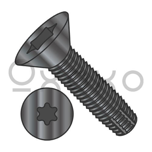 10-24X1 1/4  Six Lobe Flat Floor Board Screw Type F Black Phosphate