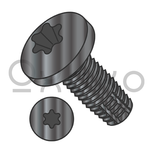 8-32X1/4  Six Lobe Pan Floor Board Screw Type F Fully Threaded Black Phosphate