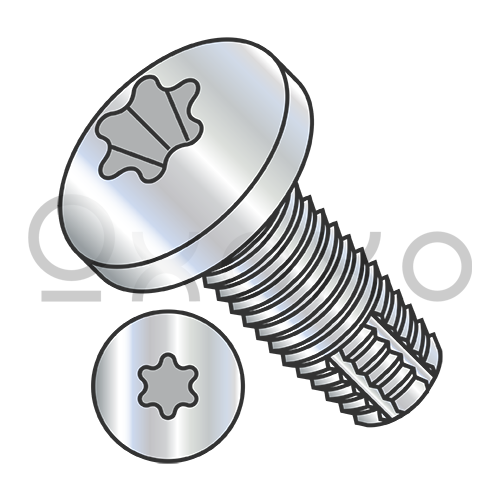 2-56X1/4  Six Lobe Pan Thread Cutting Screw Type F Fully Threaded Zinc And Bake
