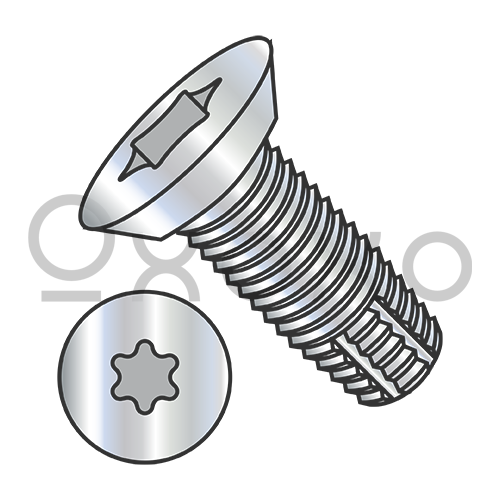 6-32X1/4  Six Lobe Flat Undercut Thread Cutting Screw Type F Fully Threaded Zinc And Bake