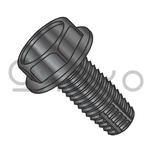 1/4-20X1/2  Unslotted Indent Hex Washer Thread Cutting Screw Type F Full Thread Black Oxide