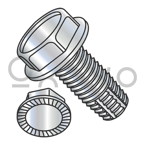 8-32X3/8  Unslot Ind Hex Washer Serrated Thread Cutting Scr Type F Full Thrd Zinc & Bake
