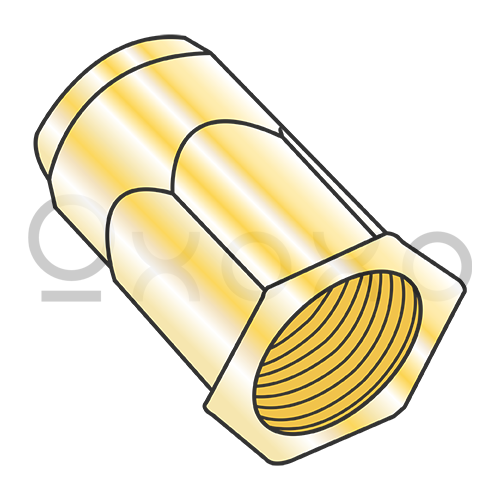 M6X1.0X3.00  Metric Thin Head Hex Body Rivet Nut Steel Zinc Yellow Dichromate