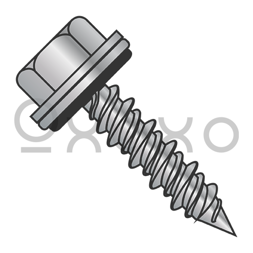 10-16X1  Pole Barn Screw Type17 Hi-Lo w/Bonded NEO EPDM Unsl Hex Wash Mechanical Galv F/T