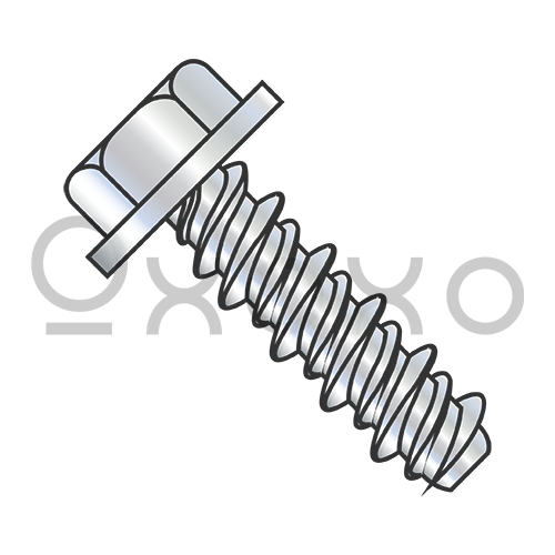 4-24X1/4 #3HD  Unslotted Indented Hex Washer High Low Screw Fully Threaded Zinc Bake