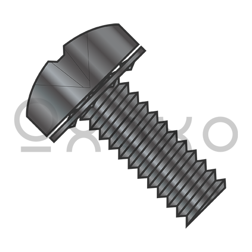 4-40X1/4  Phillips Pan Internal Sems Machine Screw Fully Threaded Black Zinc and Bake