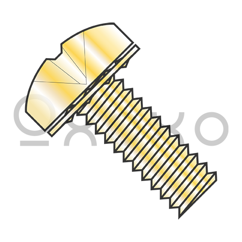6-32X1/4  Phillips Pan Internal Sems Machine Screw Fully Threaded Zinc Yellow