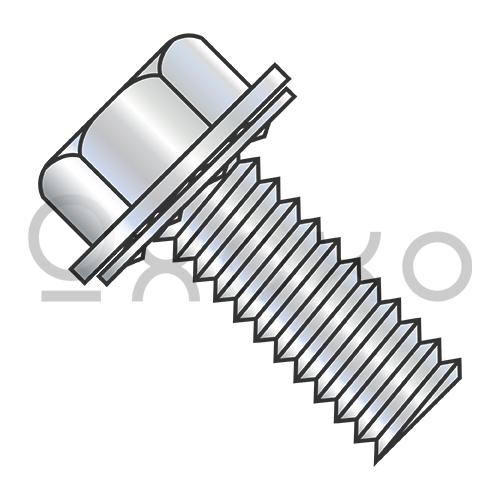 10-32X1/2  Unslotted Ind Hex Washer Internal Sems Machine Screw Full Thread Zinc & Bake