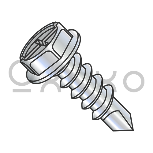 10-16X1/2  Combination(Slot/Phil) Hex Washer Self Drill Screw Full Thread Zinc&Bake