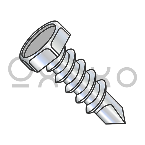 8-18X1/2  Unslotted Indent Hex Head Self Drill Screw Full Thread Zinc&Bake