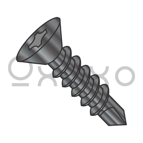 6-20X1/2  Phillips Flat Self Drilling Screw Full Thread Black Oxide & Oil