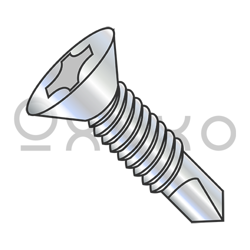 12-24X1 5/8  Phillips Flat Full Thread Self Drill Screw Machine Screw Thread Zinc and Bake