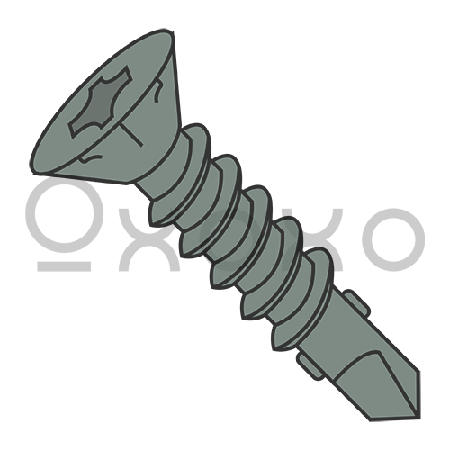 8-18X1 1/4  Phillips Flat with Nibs and Wings Self Drill Screw Full Thread Ceramic Green