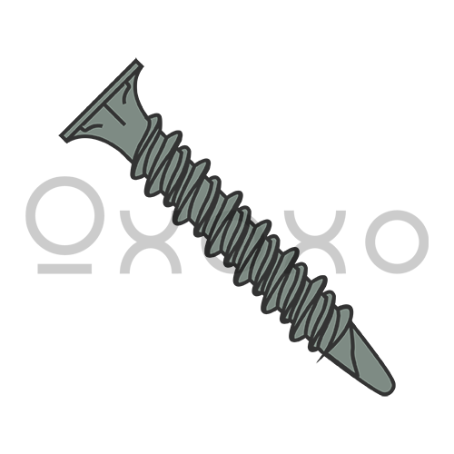 8-15X1 1/4  Phil Wafer Head w/Nibs High Low Spade Point Full Thread Self Drill Green Ceramic