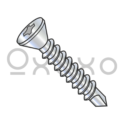 6-20X1  Phillips Flat Trim Head Self Drilling Screw Full Thread Zinc and Bake