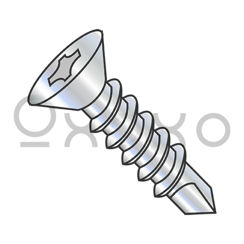 4-24X3/8  Phillips Flat Self Drilling Screw Full Thread Zinc and Bake