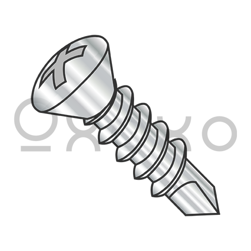 8-18X3/4  Phil Oval Self Drilling Screw Full Thread 410 Stainless Steel