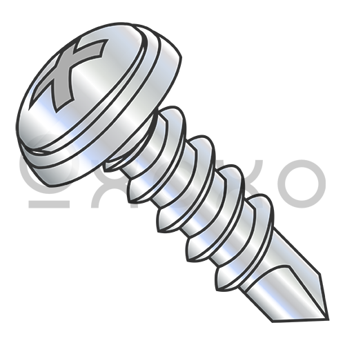 8-18X3/4  Phil #6 Oval Self Drilling Screw Sems Finishing Washer Full Thread Zinc Bake