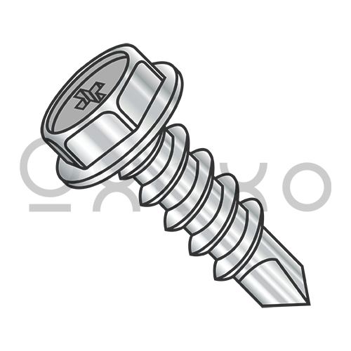 6-20X3/8  Phillips Hex Washer Full Thread Self Drilling Screw 18 8 Stainless Steel