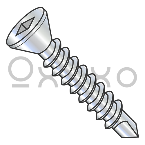 6-20X1/2  Square Drive Flat Trim Head Self Drilling Screw Full Thread Zinc and Bake