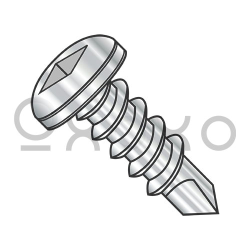 6-20X3/8  Square Drive Pan Head Self Drilling Screw Full Thread 410 Stainless Steel