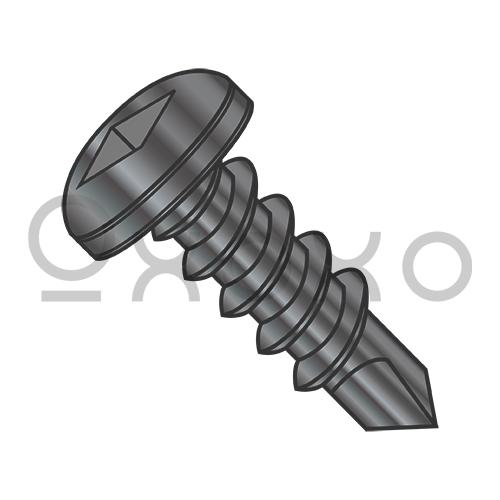 8-18X1/2  Square Drive Pan Self Drilling Screw Full Thread Black Oxide