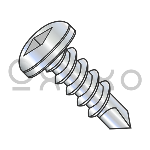 6-20X3/8  Square Drive Pan Self Drilling Screw Full Thread Zinc and Bake