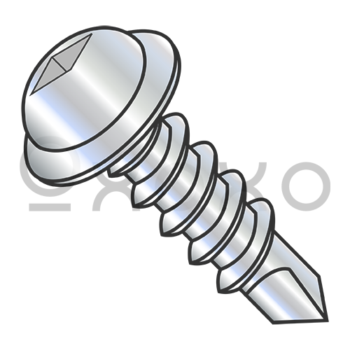 8-18X2 1/2  Square Drive Round Washer Head Self Drilling Screw Full Thread Zinc and Bake