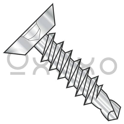 8-18X3/8  Square Drive Flat Undercut Self Drill Screw Full Thread 18 8 Stainless Steel