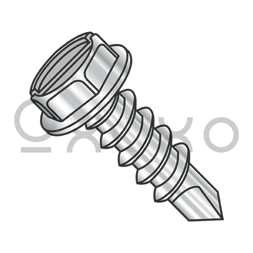 6-20X3/8  Slot Indented Hex Washer Self Drilling Screw Full Thread 410 Stainless Steel