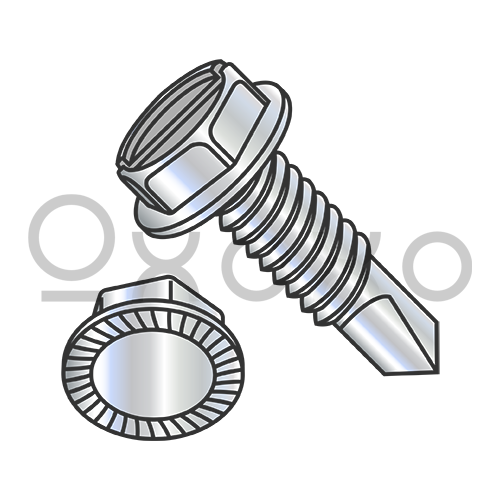 8-32X1/2  Slotted Indented Hex Washer Serrated Self Drilling Screw Full Thread Zinc Bake