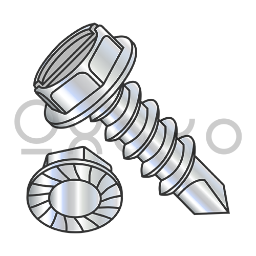 8-18X1/2  Slot Indented Hex Washer Serrated Self Drilling Screw Full Thread Zinc Bake