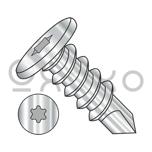 10-16X5/8  Six Lobe Pancake Head Self Drilling Screw Full Thread 410 Stainless Steel