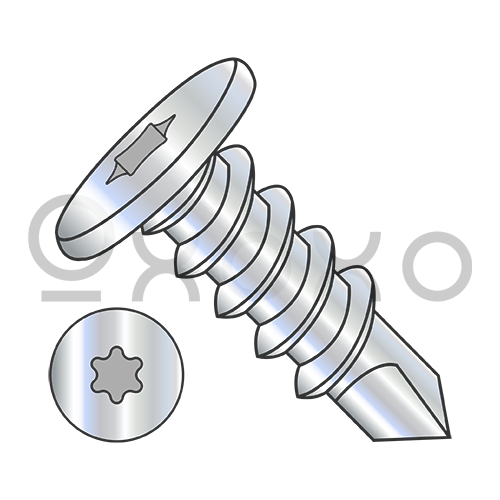 10-16X5/8  Six Lobe Pancake Head Self Drilling Screw Full Thread Zinc Bake