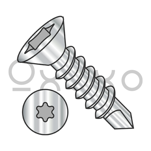 6-20X1/2  6 Lobe Flat Self Drilling Screw Fully Threaded 18 8 Stainless Steel