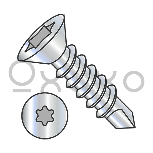 6-20X1/2  6 Lobe Flat Self Drilling Screw Fully Threaded Zinc and Bake