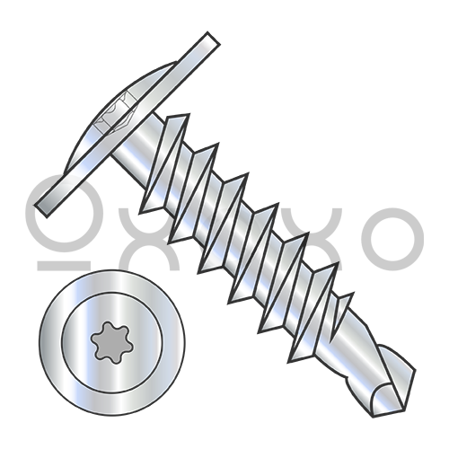 6-20X3/4  6 Lobe Modified Truss head Self Drilling Screw Full Thread Zinc and Bake