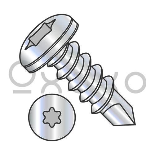 6-20X3/8  6 Lobe Pan Self Drilling Screw Fully Threaded Zinc and Bake