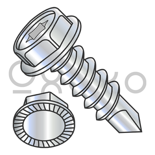 8-18X1/2  6 Lobe Indented Hex Washer Serrated Self Drilling Screw Full Thread Zinc Bake