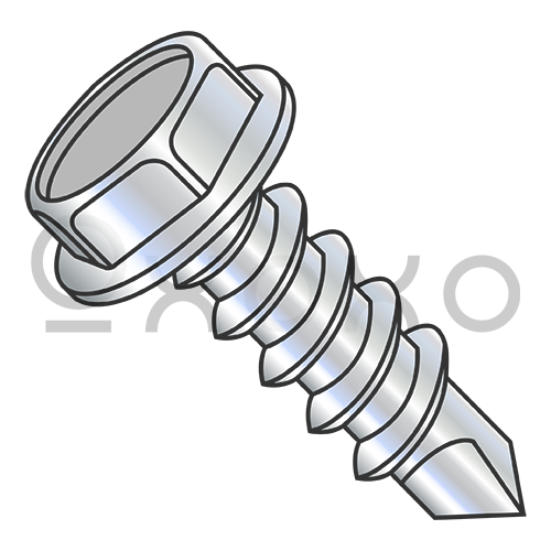 10-16X3/4  Unslotted Indented Hexwasher Self Drill Screw #1 Point Full Thread Zinc and Bake