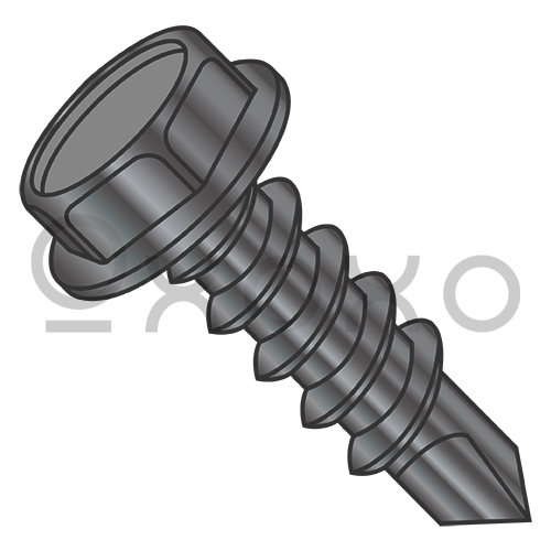 8-18X1/2  Unslotted Indent Hex Washer Full Thrd Self Drill 410 Stainless Steel Black Oxide