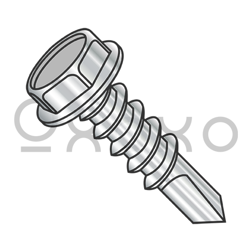 12-14X1 1/4  Unslotted Hex Washer With Number 4 Point Full Thread Self Drilling 410 Stainless