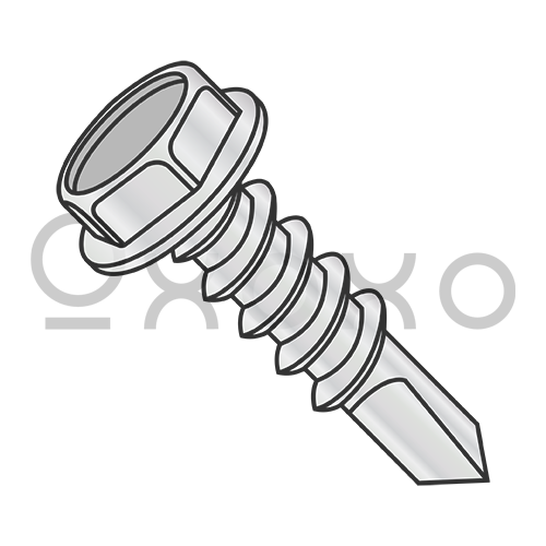 12-14X7/8  Unslot Hexwasher #4 Point Self Drill Full Thread ZincBake 1,000 hours Salt Spray