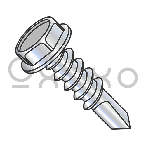 12-14X7/8  Unslotted Hexwasher Number 4 Point Self Drill Screw Full Thread Zinc and Bake