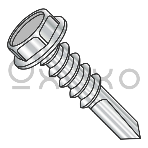 12-14X1 1/4  Unslotted Hex Washer With Number 5 Point Full Thread Self Drilling 410 Stainless