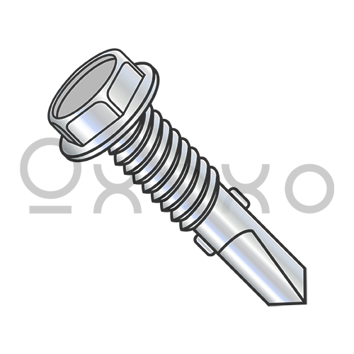 12-24X7/8  Unslotted Hexwasher Self Drill Screw #4 Point w/Wings Full Thread Zinc and Bake