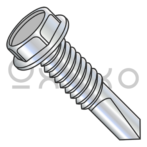 12-24X3/4  Unslotted Hex Washer With Number 4 Point Mach Screw F/T Self Drilling Screw Zinc