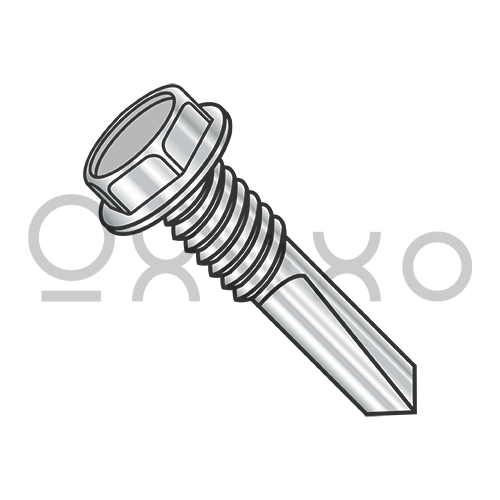 12-24X1 1/4  Unslotted Hexwasher Self Drilling Screw #5 Point Full Thread 410 Stainless Steel